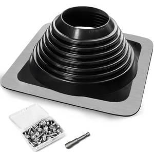 lot 11666 image: #6 Epdm Metal Roof Vent Boot, Flexible Roofing Boots Fits Pipe Od 4 34 to 10, Metal Roof Jacks Flashing for Houses Includ Roofing Screws & Hex, Black 1 Pcs