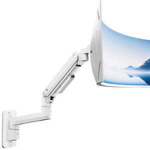 lot 11680 image: monTEK Single Monitor Wall Mount, 17��49 Gas Spring Arm, Up to 44 lbs��White