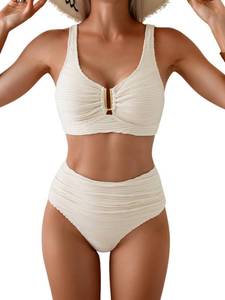 lot 12226 image: Eomenie High Waisted Bikini Sets for Women Tummy Control U Wired Swimsuit L
