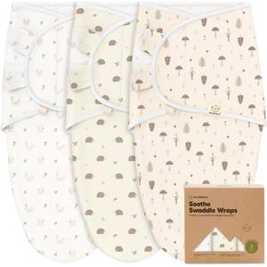 lot 12239 image: KeaBabies 3pk Organic Baby Swaddles for Newborns,0.5 TOG NibblesBruce,0-3M