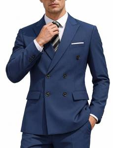 lot 12246 image: COOFANDY Mens 2 Piece Double Breasted Suits Slim Fit Tuxedo Jacket and Dress Pants Set for Wedding Business Prom Navy Size 38