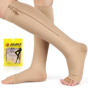 lot 12247 image: Ailaka Zipper Compression Socks for Women Men, 20-30 mmHg, Open Toe XL