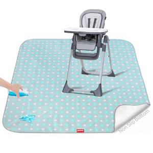 lot 12258 image: Splat Mat Under High Chair Mat for Babys Mealtime,Green Flower, 42x46Inch