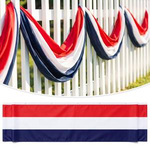 lot 12263 image: Moukeren 1 Pack 2x30 ft Large Patriotic Bunting Decorations 4th of July American Flag Hanging Banner Red White Blue Bunting Banner for Independence Day Memorial Day Outdoor Yard Porch Garden
