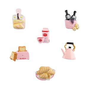 lot 12278 image: Yukfdcnb 6pcs Pink Cute Food 3D Fridge Magnets (teapot handle is broken)
