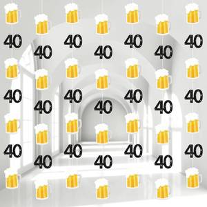 lot 12285 image: Pajean 8 Pcs Beer Birthday Decorations Cheers to 40 Years Banners