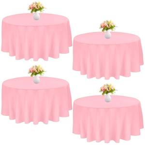 lot 12287 image: JALANCY 4 Pack Round Tablecloth 90 Inch Polyester Washable Fabric Table Covers for Wedding Dining Table Parties Banquet Decor��Pink��