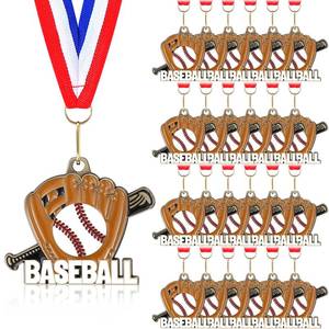 lot 12293 image: Tondiamo 24 Pack Baseball Medals with Ribbons, 2 Inch Gold Awards