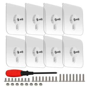 lot 12309 image: 8-Set Adhesive Screws Wall Mount Hanging Nails No-Trace No Drilling Stick-on Sticky Screw with 3 Different Size Screw for Bathroom Kitchen Storage Room Tile Wall Shower Room