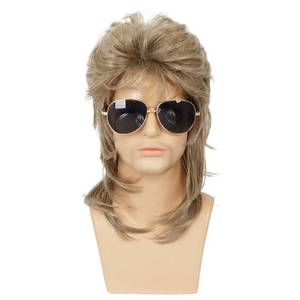 lot 12323 image: Baruisi 80s Mens Mullet Wig Blonde Cosplay Halloween Wig for Fancy Dress
