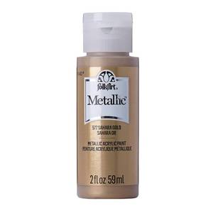 lot 12339 image: FolkArt Metallic Acrylic Paint in Assorted Colors (2 oz), 577, Sashara Gold
