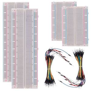 lot 12340 image: BOJACK 3 Values 130 Pcs Solderless Breadboard 4 Pcs 830 Tie Points & 400 Tie Points & 126 Pcs Flexible Breadboard Jumper Wires