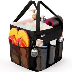 lot 12345 image: famichan Mesh Shower Caddy Portable, Dorm Room Essentials for College Students, Large Capacity with 8 Pockets Shower Bag for Camping,Swimming,Gym,Travel