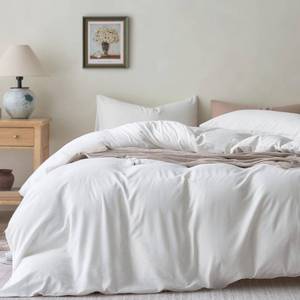 lot 13895 image: JELLYMONI 100% Cotton Queen Duvet Cover Set, Washed Linen-Like Texture