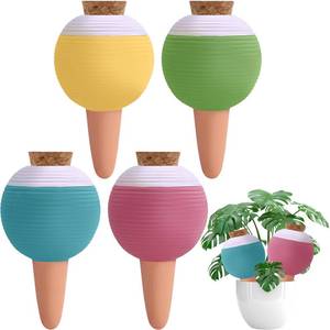 lot 13897 image: 4PCS Plant Watering Globes, Large Terracotta Automatic Watering Stake 1 Is Broken