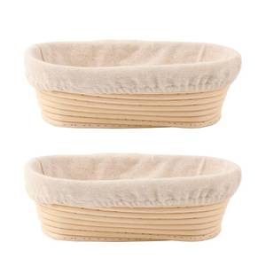 lot 13899 image: DOYOLLA Bread Proofing Baskets Set of 2 10 inch Oval Shaped Dough Proofing Bowls wLiners Perfect for Professional & Home Sourdough Bread Baking