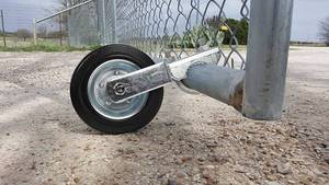 lot 13902 image: Mofeez Gate Wheel for Metal Swing Gate with 1-58 Thru 2 Gate Frames, Gate Support Wheel for Chain Link Fence, Prevent Gate from Dragging