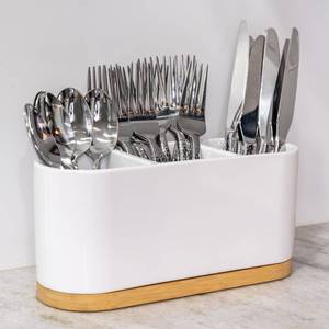 lot 13904 image: DAILY RITMO� White Countertop Silverware Holder