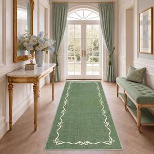lot 13915 image: Garvee 2x6 Green Runner Rug Non-Slip Machine Washable
