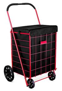 lot 14337 image: Handy Laundry Shopping Cart Liner, 18 X 15 X 24, Square Bottom, Fits Standard Shopping Cart, Cover and Adjustable Straps for Easy Secure Attachment, Made from Waterproof Material, Black