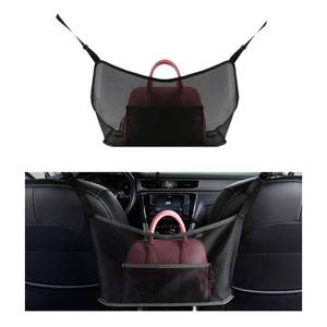 lot 14344 image: Ziciner Car Net Pocket Handbag Holder, Organizer Mesh Bag Between Two Seat, Driver Storage Netting Pouch for Handbag Purse, Barrier of Backseat Pet Kids, Car Accessories for Women Men (Black)