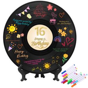 lot 14352 image: Sweet 16 Party Decorations Vinyl Record 11.8X11.8, 16th Birthday Decorations, Birthday Guest Book Alternative, Sweet 16 Sign, Poster Record Decor,Great Gifts for Girls or Boys (16 Years Old)