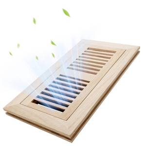 lot 14357 image: 4x10 Inch Oak Floor Register - Flush Mount Vent with Metal Damper  Unfinished White Wood Ready to Stain  34 Thick