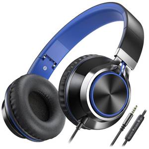 lot 14358 image: AILIHEN C8 Kids Wired Headphones with Mic for School, 3.5mm Jack, BlackBlue