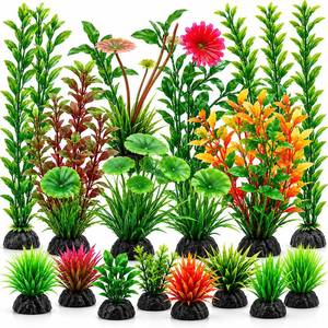 lot 14385 image: YXGTHGQZ 16-Piece Artificial Aquarium Plants Set