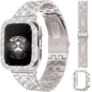 lot 14403 image: JR.DM Diamond Metal Band with Case for Apple Watch 40mm