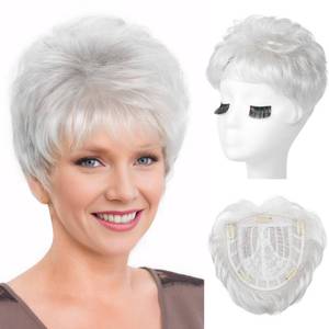 lot 17855 image: REECHO Hair Topper Short Wiglet Silver White