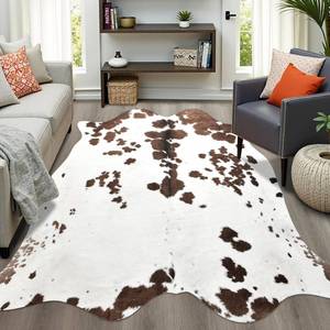lot 17887 image: Easycozy Faux Cowhide Area Rug 6.3 x 7 Feet  Retail $119.99