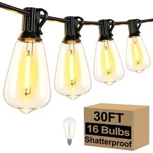 lot 17901 image: Brightever 30ft Outdoor String Lights 16 Bulbs