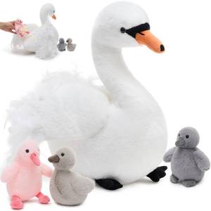lot 18011 image: MorisMos Swan Stuffed Animal 4-Piece Plush Set