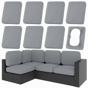 lot 18012 image: hyha Patio Cushion Covers, 8-Piece Stretch Set