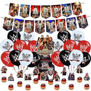 lot 18027 image: Arhavi Wrestling Birthday Decoration Party Supply Set
