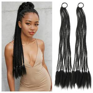 lot 18057 image: CISINPO Braided Ponytail Hair Extensions 24 Purple 2-Pack