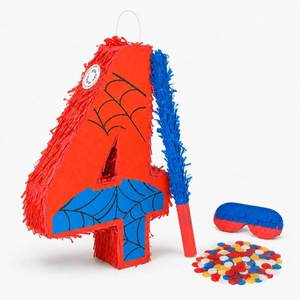 lot 18064 image: Bonafonso Number 4 Birthday Pinata Spider Theme 16