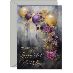 lot 18071 image: Giftzie Gold 99th Birthday Card 5.8 x 8.3 Inches