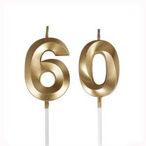 lot 18074 image: Bailym Gold Number 60 Birthday Cake Topper Candles
