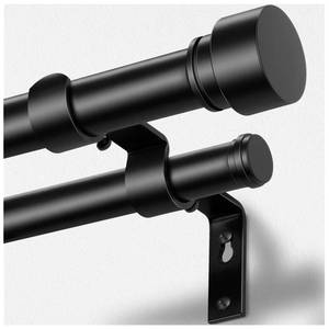 lot 19042 image: TONIAL Black Double Curtain Rods for Windows, 32-58 Inch, Simple Finials