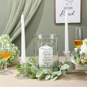 lot 19045 image: Irenare Unity Candles for Wedding Ceremony with Holder,Green Leaf (Glass Holder Not Included)