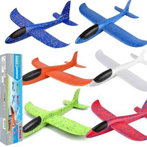 lot 19067 image: BooTaa 6 Pack Airplane Toys, 17.5 Large Throwing Foam Plane, 2 Flight Mode Foam Gliders, Birthday Gifts for Kids 3 4 5 6 7 8 9 10 11 12 Year Old Boys Kids Girls, Outdoor Yard Family Game Toys