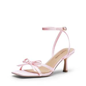 lot 19081 image: DREAM PAIRS Womens Elegant Bow Strappy Kitten Heel Sandals,Pink,6.5