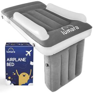 lot 19082 image: LUMARA Toddler Airplane Bed - Inflatable Airplane Bed for Toddlers, Plane Baby Mattress for Kids - Blow Up Air Mattress for Child Flight Sleep with Safety Belt, Innovative Valves, No Pump Needed