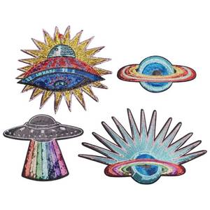 lot 20314 image: INFUNLY 3pcs Solar System Patches Iron on Sequin Planet Embroidery Patch Rainbow UFO Patch Space Sew on Patch Spacecraft Patch Celestial Applique for DIY Clothing Jeans Bags Jacket Backpack Hat