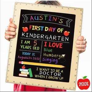 lot 20326 image: First and Last Day of School Sign, Ruler Frame Chalkboard, 13 x 11 Inch