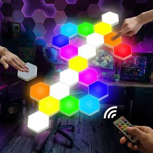 lot 20338 image: Vcwtty Hexagon Light Panels with Remote, 13 Colors, 6 Pack