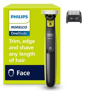 lot 20340 image: Philips Norelco OneBlade 360 Hybrid Face Trimmer and Shaver, 5 Length Comb (Missing Blade)