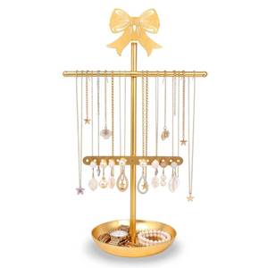 lot 20350 image: Mprocen Gold Bow Jewelry Organizer Stand, Decorative Metal Display Holder Tree Large Capacity Display Rack Sturdy Organizer Jewelry Towers for Necklace Earrings Rings Bracelets